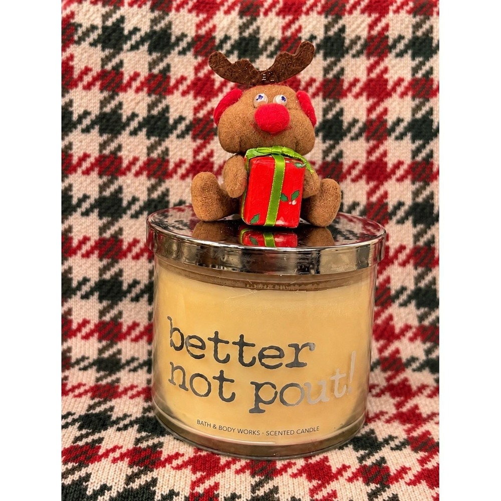 Bath & Body Works Better Not Pout Spiced Gingerbread Candle Reindeer Topper